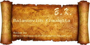 Balassovich Klaudetta névjegykártya